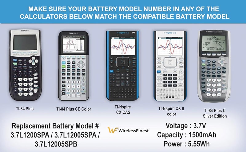 WirelessFinest TI-84 Plus CE Battery Replacement Fit Texas Instruments TI-84 Plus CE C Graphing Calculator, TI NSpire CX/CX II/CX CAS, P11P35-11-N01 & 3.7L12005SPA Battery, Fix Dead Power Issue & Error Validating OS - Image 4